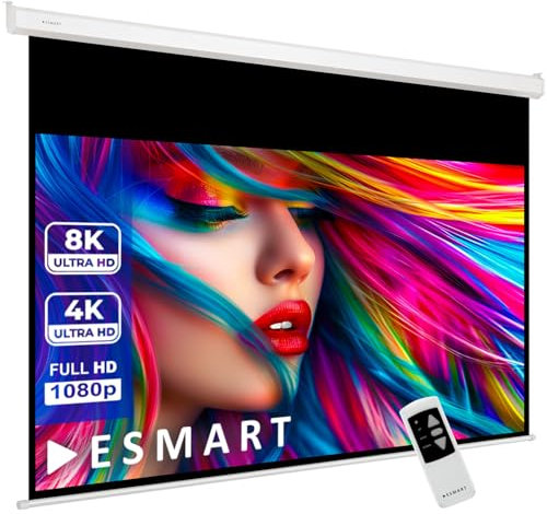 ESMART Professional MIMOTO Tageslicht-Motor-Leinwand GRAU 369 cm Bild 332 x 187 cm (150) 16:9 | Programmierbare Fernbedienung | Heimkino elektrische Beamer Projektionsleinwand Motor Leinwand LCD LED