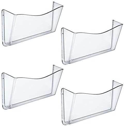Azar Displays 250025 Lot de 4 dossiers muraux transparents à poche unique avec support mural