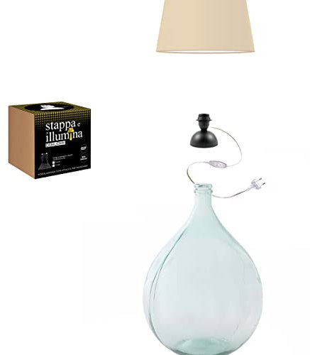 Stappa e illumina Demijohn (Diametro tappo 55mm) | Trasforma damigiane e bottiglioni in lampade in 30 secondi. Adatto a piccole damigiane o fiaschi da 10-15-20-25-34 lt.