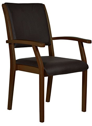 DEVITA - Seniorenstuhl Pflegestuhl Kerry - in Buche dunkel gebeizt - Verschiedene Sitzhöhen wählbar von 43 cm bis 55 cm (46 cm Sitzhöhe, Holz: Buche dunkel gebeizt - Bezug: 144 Microfaser Sand)