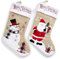 HEITMANN DECO Jute-Nikolausstiefel-Set - großer Weihnachtsstrumpf Natur weiß rot zum Befüllen- Weihnachtsmann und Schneemann