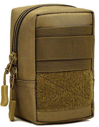 Huntvp Molle Tasche Klein EDC Pouch Militär Molle Zubehör Hüfttasche Herren Taktische Tasche Gürteltasche Belt Bag Notfalltasche Leer für Gürtel Weste Rucksack Outdoor Wandern Camping - Braun