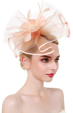JK Home Fascinator-Hut für Frauen, Teeparty, Stirnband, Derby, Hochzeit, Cocktail, Blume, Netz, Federn, Champagner
