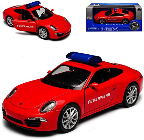 Porsche 911 991 Carrera S Coupe Rot Feuerwehr Ab 2011 ca 1/43 1/36-1/46 Welly Modell Auto