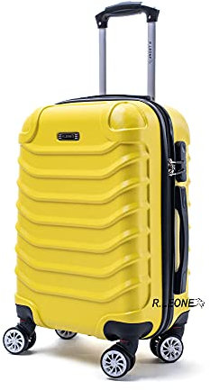 R.Leone Valigia Trolley Rigido Bagaglio a mano 8 ruote in ABS 2026 (Giallo, S Bagaglio a mano)