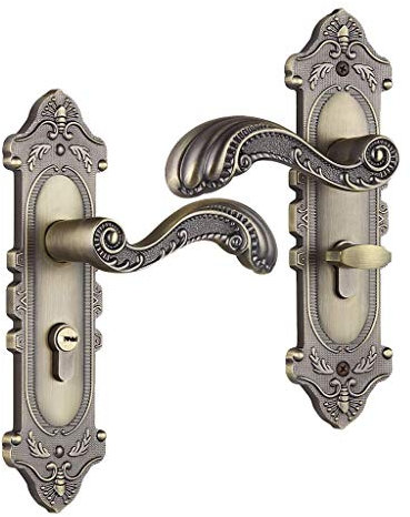 Tubayia Vintage Edelstahl Türgriff Türschloss Türdrücker Türklinke Türbeschlag für Haustür (Bronze)