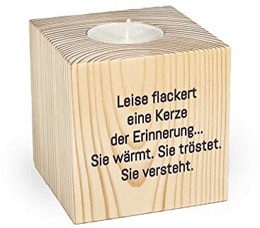 KATINGA Teelichthalter Gedenken, 8x8x8cm, Leise (Motiv 4)