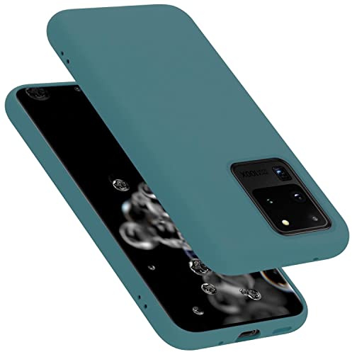 Cadorabo Hülle kompatibel mit Samsung Galaxy S20 Ultra Hülle Silikon Handyhülle für Galaxy S20 Ultra Case aus flüssigem Silikon- Kratzfeste und stoßfeste dünne TPU Schutzhülle - Liquid GRÜN