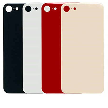 ELLENNE Rückseitiger Rahmen kompatibel mit iPhone 8 Back Cover Glas Schwarz Weiß Gold Rot (Weiß/Silber)