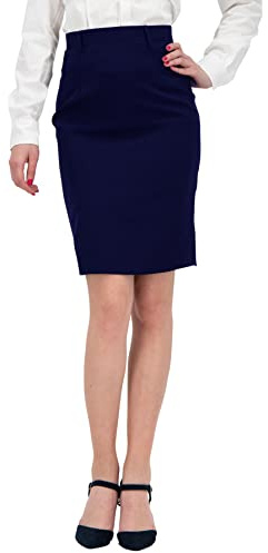 BWOLF Wiki Falda Tubo para Mujer Falda Lápiz Mujer Falda de Cintura Alta hasta la Rodilla, Azul Oscuro