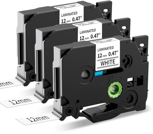 MarkField TZe-231 12mm Weiß H110 H100R Schriftband Kompatibel mit Brother P-touch Bänder TZe231 TZ Tape Cassette 0,47 für Brother PT-H100LB H105 H107 D410 D210 Cube Plus, Schwarz auf Weiß