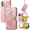 JIUNINE Cover per Samsung Galaxy A13 4G, Custodia Interno TPU Antiurto Portafoglio con Disegni di Farfalla [Carta Fessura] [Supporto Stand] Cover Libro in PU Pelle per Samsung A13 4G, Oro rosa