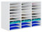 PAG 27 Compartments Office Countertop Letter File Tray, Wooden A4 Paper Storage Organiser Desk Trays Stackable for Office Home School,White