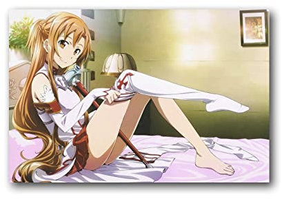 XINXUN SAO Schwertkunst Online-Anime-Poster Yuuki Asuna Seidenstrümpfe Leinwand-Wandkunst Poster Dekoratives Schlafzimmer Modern Home Druck Bild Kunstwerke Poster 60 x 90 cm