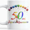 Paroles d'amour Joyeux Anniversaire 50 ans Idée Cadeau Femme Homme 50 ans Mug original avec des ballons en couleur