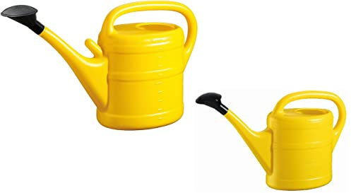 Gießkannen Set 10L + 5L GELB + 1x BILDMAGNET! Blumenkanne Kunststoff, Gießkanne groß & klein für Garten & Zimmerpflanzen Gieskannen Giesskanne 10 & 5 L Liter Watering Can Gieskannen10Liter