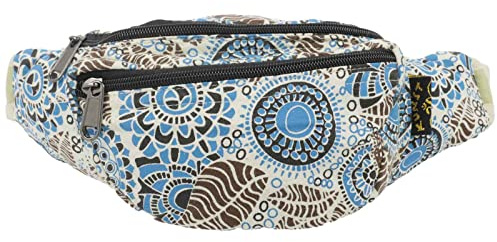 KUNST UND MAGIE Bunte Boho Goa Bauchtasche Gürteltasche Hüfttasche Sidebag, Farbe:Weiß