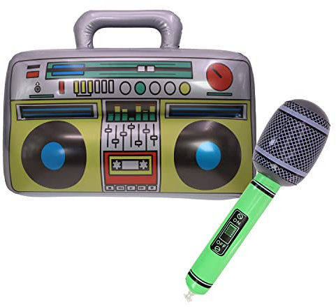 DBOO Boom Box Inflatable Blow Up Spwaker Fancy Dress Inflatables Microphone Inflatable Instruments Accessory Stereo Stag Papty Prop