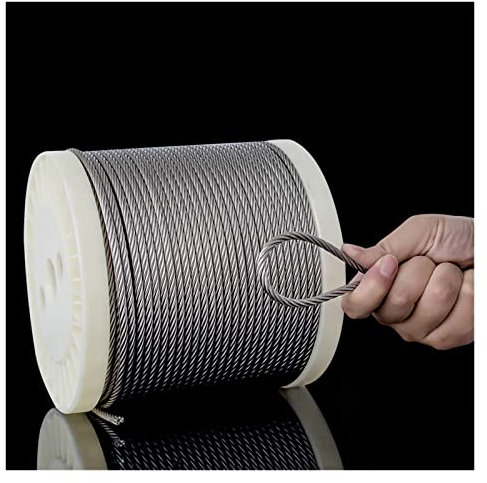 WAHHWF Cavo Acciaio 4mm Acciaio Inossidabile Fune, Robusto Cavo di Corda 10m 50m 100m 200m 300m 400m Forte Metallo Filo del Cavo per Uso Esterno (Size : 1M/3.3ft)