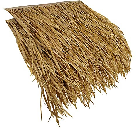 ZAKSEM Simulation Thatch Tile Roof Bar Roof Flame Retardant Artificial Palm Roof Thatch Tile - 0.5x0.47m/pcs Roof Tiki Bar Garden Patio Deck Gazebos Wall House(Size:8pcs,Color:Fireproof Yellow2)