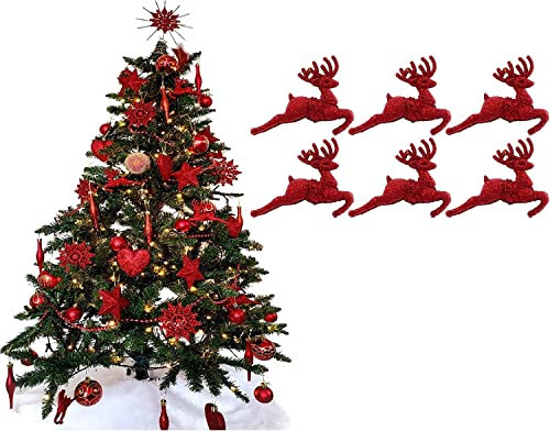 UKDeals Direct® Rote Kollektion Weihnachtskugeln, Tropfenform, Baumschmuck, matt, Eiszapfen, 6 Stück