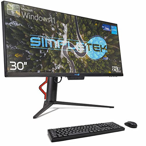SIMPLETEK All in One 30 Bildschirm 2K Core i5 16GB SSD 480GB Windows 11 Pro | Ultrawide IPS 21:9 WiFi6 Bluetooth 5 Webcam Integrierter PC Desktop Fixo Aio