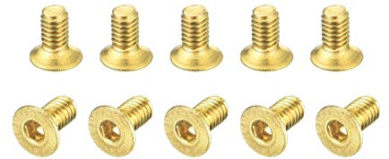 sourcing map Flat Head Socket Cap Screws, M2.5-0.45 x 5mm Brass Inner Hex Drive Fasteners Bolts 24Pcs