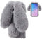 LCHDA Plüsch Hülle für Samsung Galaxy A14 5G Flauschige Hasen Fell Künstliche Kaninchen Pelz Niedlich Hasenohren Mädchen Süße Handytasche Stoßfest Schützend TPU Silikonhülle - Grau