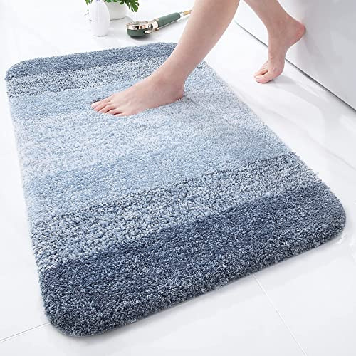 Homaxy Tappeto da Bagno Morbido 51 x 76 cm, Tappetino da Bagno Lavabile Antiscivolo Tappeto da Bagno Soffice a Pelo Alto Tappetino da Bagno Assorbente in Microfibra Tappetino da Doccia (Blu)