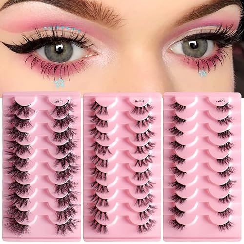 BSLVWG 10 demi - gap Faux cils oeil de chat Aspect naturel wispy faux cils demi - cils réutilisables naturels avec de courts et doux faux cils (28)