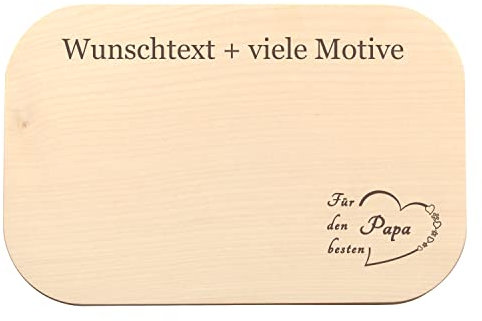 Papa Brettchen mit Gravur - mit Name, Spruch + Motiv personalisiert - für Super Papas zum Geburtstag, Vatertagsgeschenk, Best Dad Frühstücksbrett von Geschenkissimo