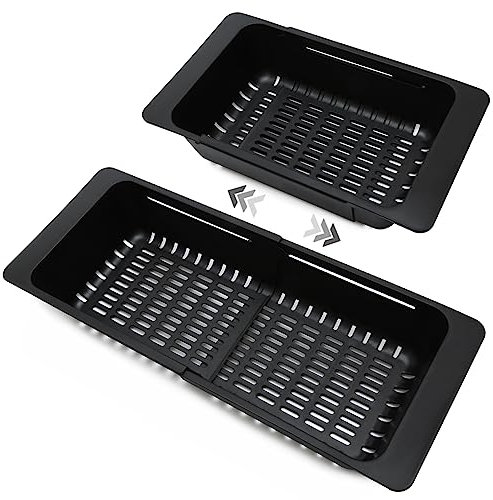 2 cestas coladoras extensibles para fregadero de cocina, colador sobre fregadero, cesta coladora para verduras, frutas, drenar pasta cocida