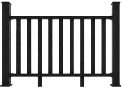 Tuda Grass Direct Composite Decking Balustrade Full Kit 1.5m | WPC Deck Railing System with 9 Spindles, Rails & Post | Black