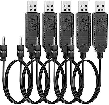 YACSEJAO USB a DC 2.0mm Cable 5 Pack USB 2.0 Tipo A Macho a 3.7V DC 2.0mm Jack Adaptador de Corriente para RC Drone Quadcopter FPV Avión Piezas Batería de Litio de Carga