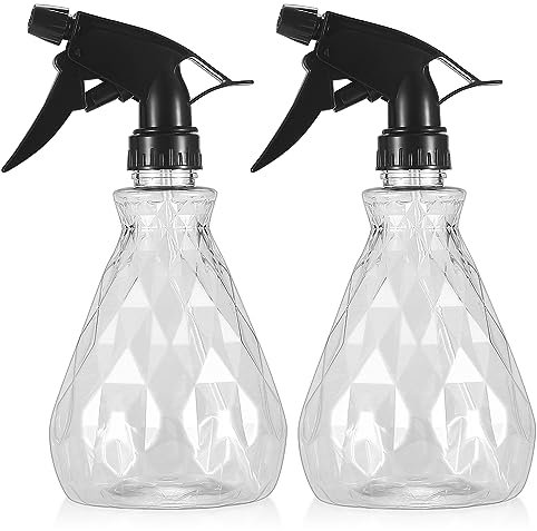 KOXXIAMOQ 500ml Empty Spray Bottle, 2 Pcs Spray Bottles for Cleaning, Trigger Sprayer Bottles, Refillable Plastic Fine Mist Hair Water Spray Bottle with Adjustable Spray Head for Gardening