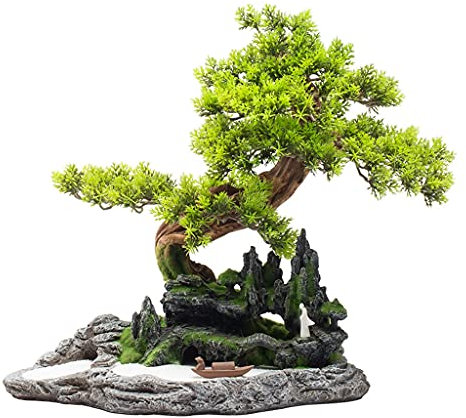 HASMI Künstliche Bonsai Künstlicher Baum Bonsai chinesische Landschaft Simulation Baum lila sandboot weiß Porzellan mönch weiße Sand Dekoration Zen Landschaft Künstliche Pflanze