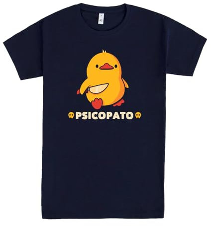 Pampling Camiseta de Manga Corta, 100% Algodón, Ropa Unisex para Hombres y Mujeres en 5 Tallas, Camiseta Azul, Modelo Psicopato (L)