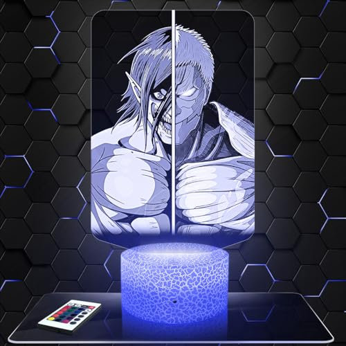 Nachttischlampe - Touch-Nachtlicht Manga - Assaillant vs Cuirassé 3D-LED-Lampe Illusion, Geschenkidee Weihnachten Geburtstag Junge und Mädchen Nachttischlampe Kinder- oder Erwachsenenzimmer