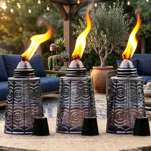 Seraphic Lot de 3 torches de table à la citronnelle pour terrasse extérieure, 473,6 g, bougies décoratives à la citronnelle pour terrasse, jardin, fêtes, noir