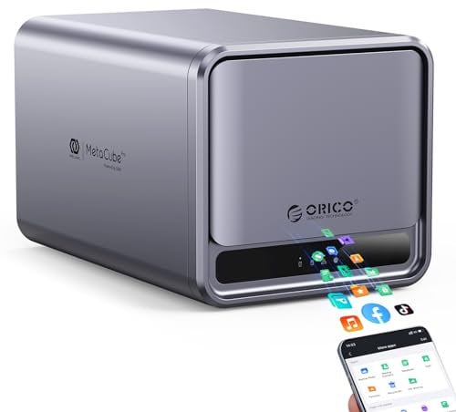 ORICO 2 Bay NAS Speicher und Private Cloud, Netzwerkfähiges Gehäuse mit APP-Anbindung für Familie, Samba & DLNA Protokoll, 4-Core CPU, 2GB RAM DDR4, Hardware RAID(Diskless) - TS200