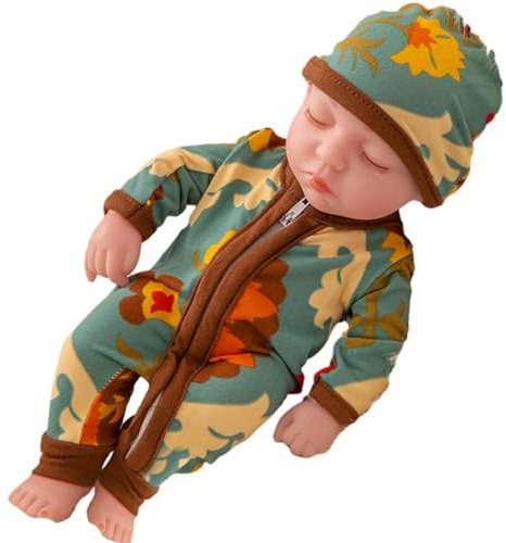 JAWSEU Mini Puppenspielzeug Newborn Baby Schlafende Wiedergeburt Puppen, Handgefertigte Waschbare Reborn Baby Puppen Miniatur Puppenspielzeug Mit Kleidung