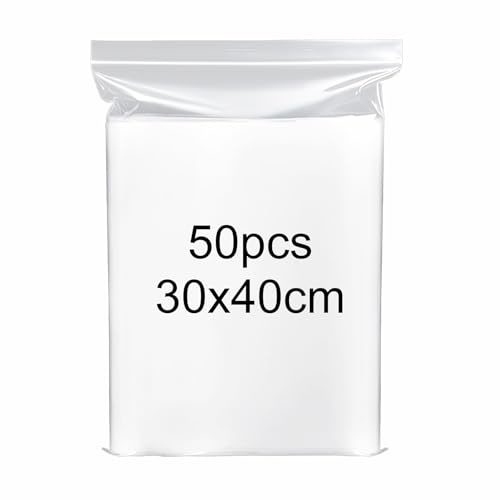 Zip Beutel Zipper Baggies 50 stücke 30 * 40 cm Reißverschlusstaschen, Druckverschluss Beutel Mittel,Schnappverschluss für verschiedene Materialien geeignet, Verpackungsbeutel, Polyethylenbeutel