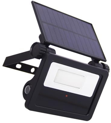 Xanlite Projecteur mural solaire compact noir LED, IP54 à détecteur de mouvement, 1600 lumens, 5000 K, Blanc froid