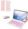 Keyboard Case for Samsung Galaxy Tab S9+ Plus/S9 FE+ Plus 12.4 Inch, 7 Color Backlit Keyboard with Pen Holder, LED Rechargeable Silent Mouse,Pink