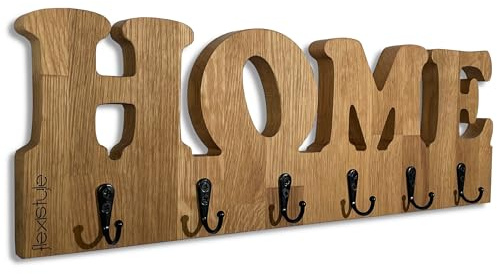 FLEXISTYLE Kleiderhaken wand Wandgarderobe Garderobe Holz Eiche badezimmer Handtuchhalter (W6 HOME Eiche 50cm)