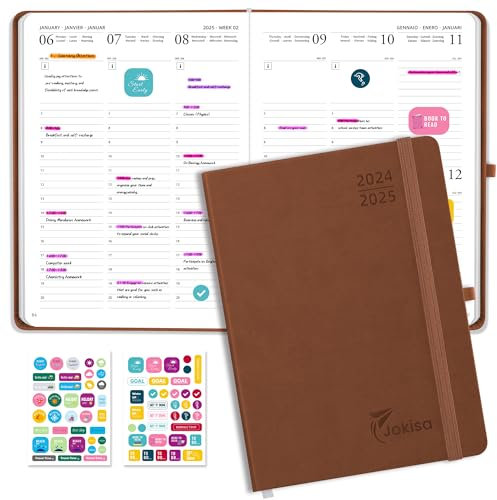 Jokisa Terminplaner 2025, Kalender mit Wochenplan, Monatsplan, Schulplaner 30 Minuten-Intervalle – Aug.2024-Dez.2025 ca. A5 (22 x 16 cm)