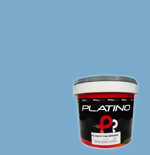 Pintura de interior colores Platino Color, Alto rendimiento 8-12 m²/l., excelente cubrición y lavabilidad, protección antimoho. (AZUL NATURAL, 4 Litros)