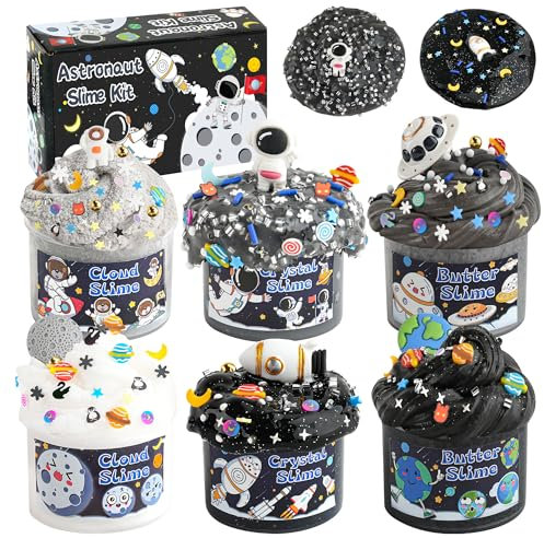 6 Galaxy Slime Kit - Cloud Slime, Butter Slime e Clear Slime, Space Slime per bambini con additivi Slime, 360ml Slime Kit per ragazzi e ragazze Compleanno Halloween Natale Pasqua Bomboniere (Galaxy)