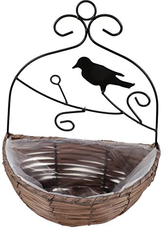 CAXUSD Runder Handgewebter Wand-hängekorb Aus Rattan Dekorativer Blumenkorb Für Balkon Und Wand Für Blumenarrangements Und Vielseitige Aufbewahrung Natürliches Design Für Wohn Arbeitsbere