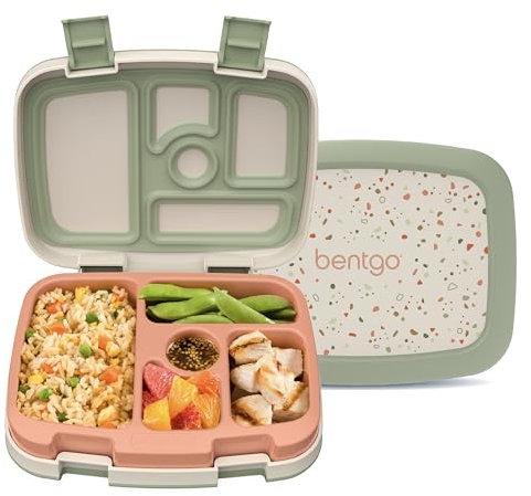 Bentgo Lunchbox für Kinder, 5 Fächer, auslaufsicher, Bento-Stil, ideal für Kinder von 3–7 Jahren, sturzsicher, langlebig, spülmaschinenfest, aus BPA-freien Materialien (Geo Speckle)